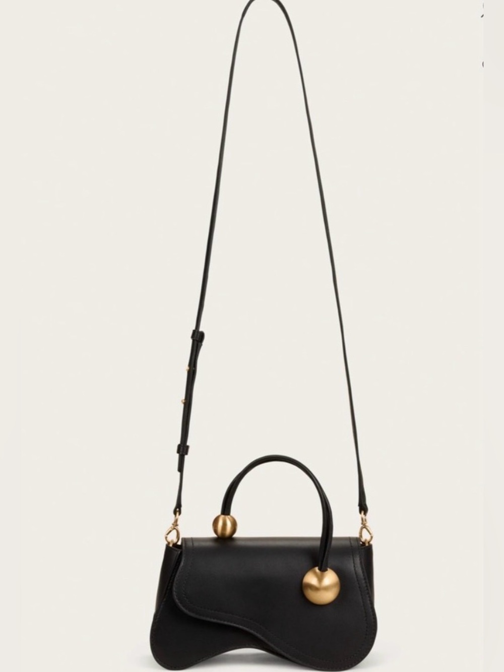 Cult Gaia Black Mini Top-Handle Bag with Gold Ball Accents - Picture 4 of 6